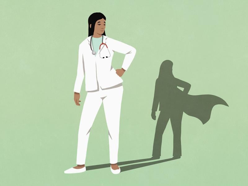 Standing figure wears a cape in its shadow