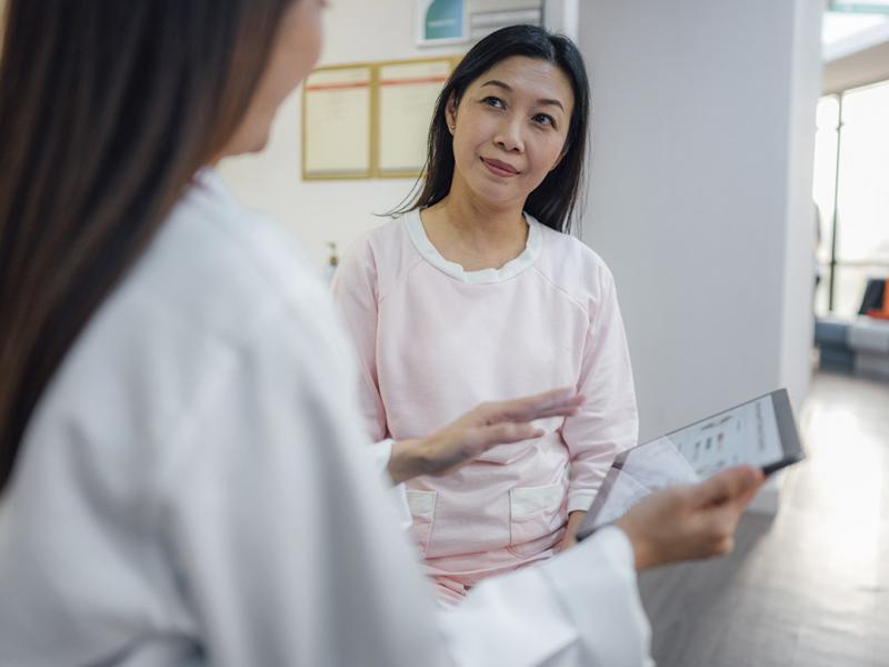 Patient listens to physician