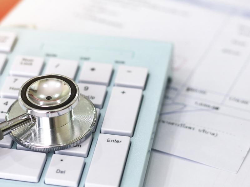 Stethoscope on keyboard