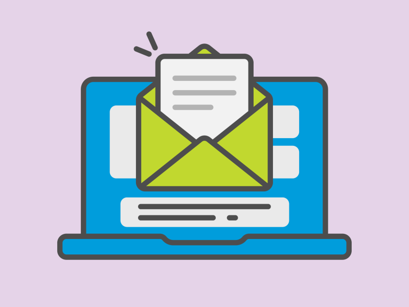 Open laptop with a mail icon