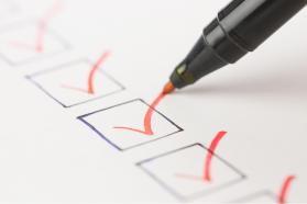 Marking items off on a checklist
