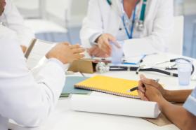 Health care professionals at a table