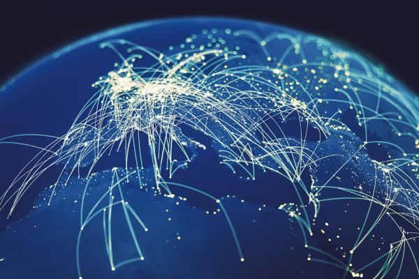 Globe with data points