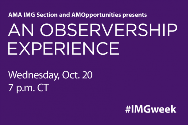 Facebook - IMGs An Observership Experience - Wed. Oct. 20, 7pm Central