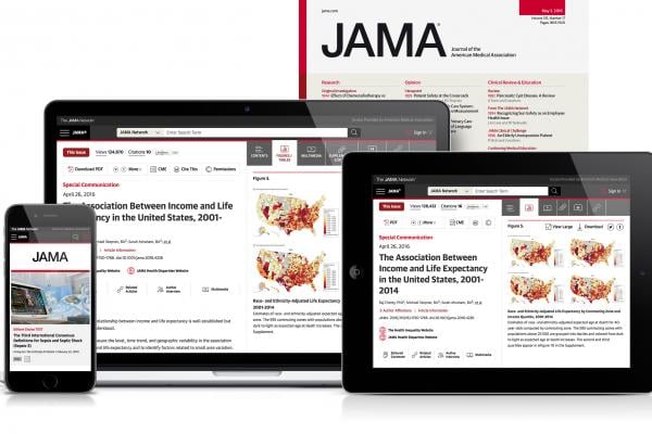 JAMA, as displayed on multiple devices. 