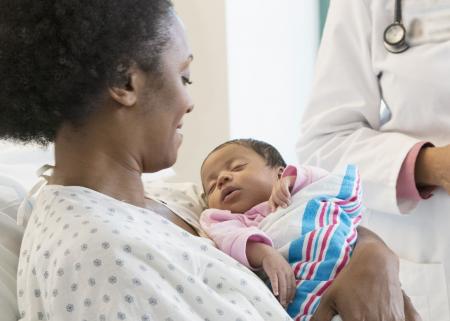 Woman holding an infant