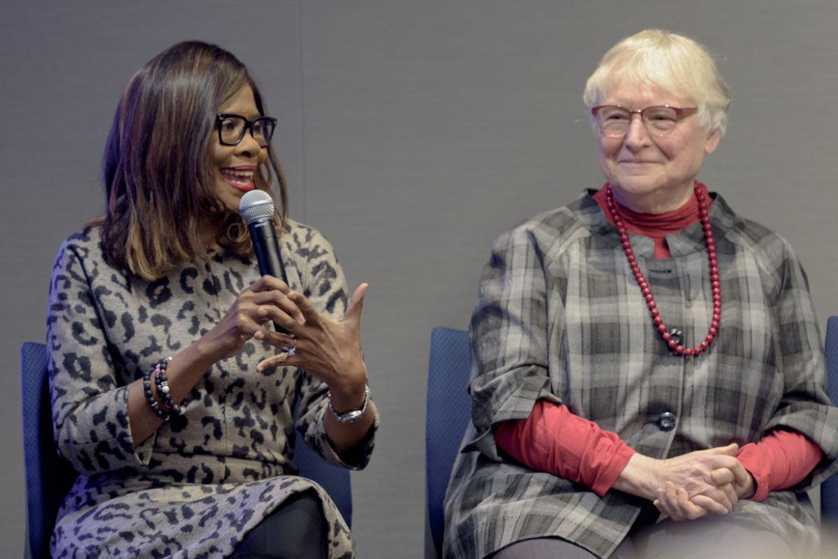 Left to right: AMA President-elect Patrice A. Harris, MD, and Modena Wilson, MD, AMA chief health and science officer emerita.