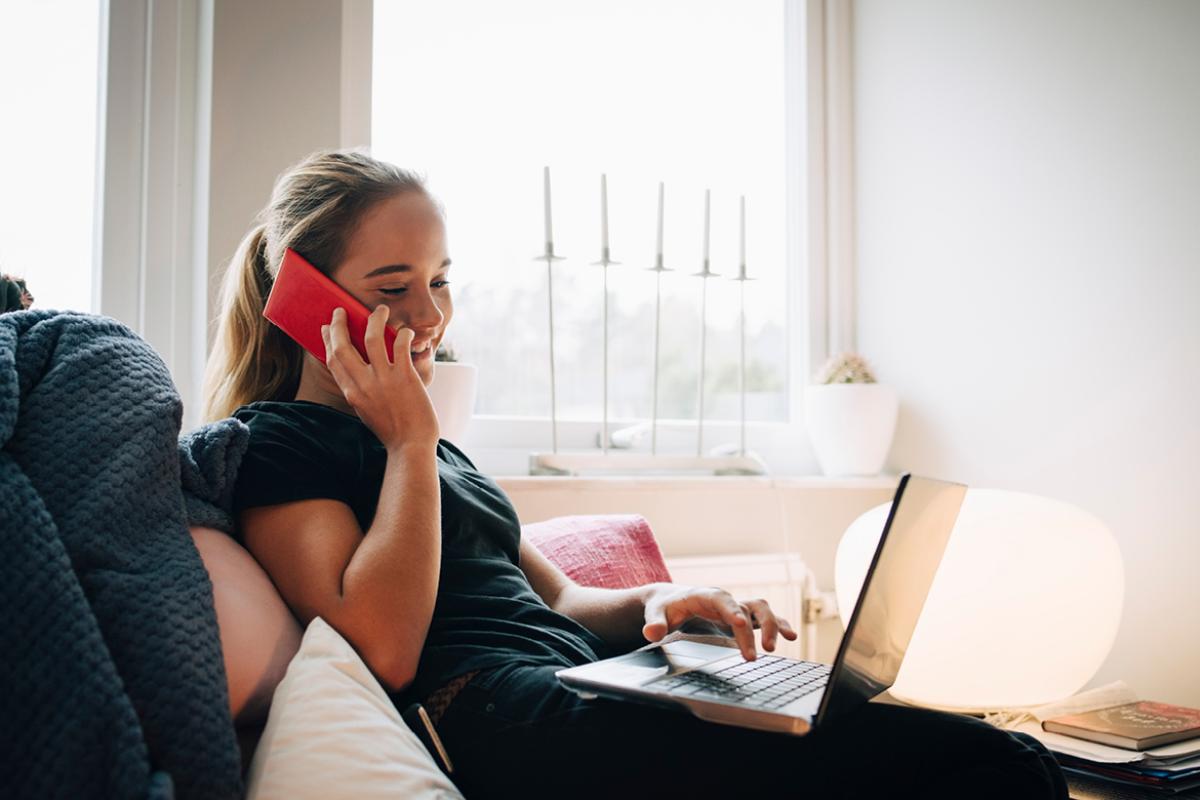 Woman talking on the phone