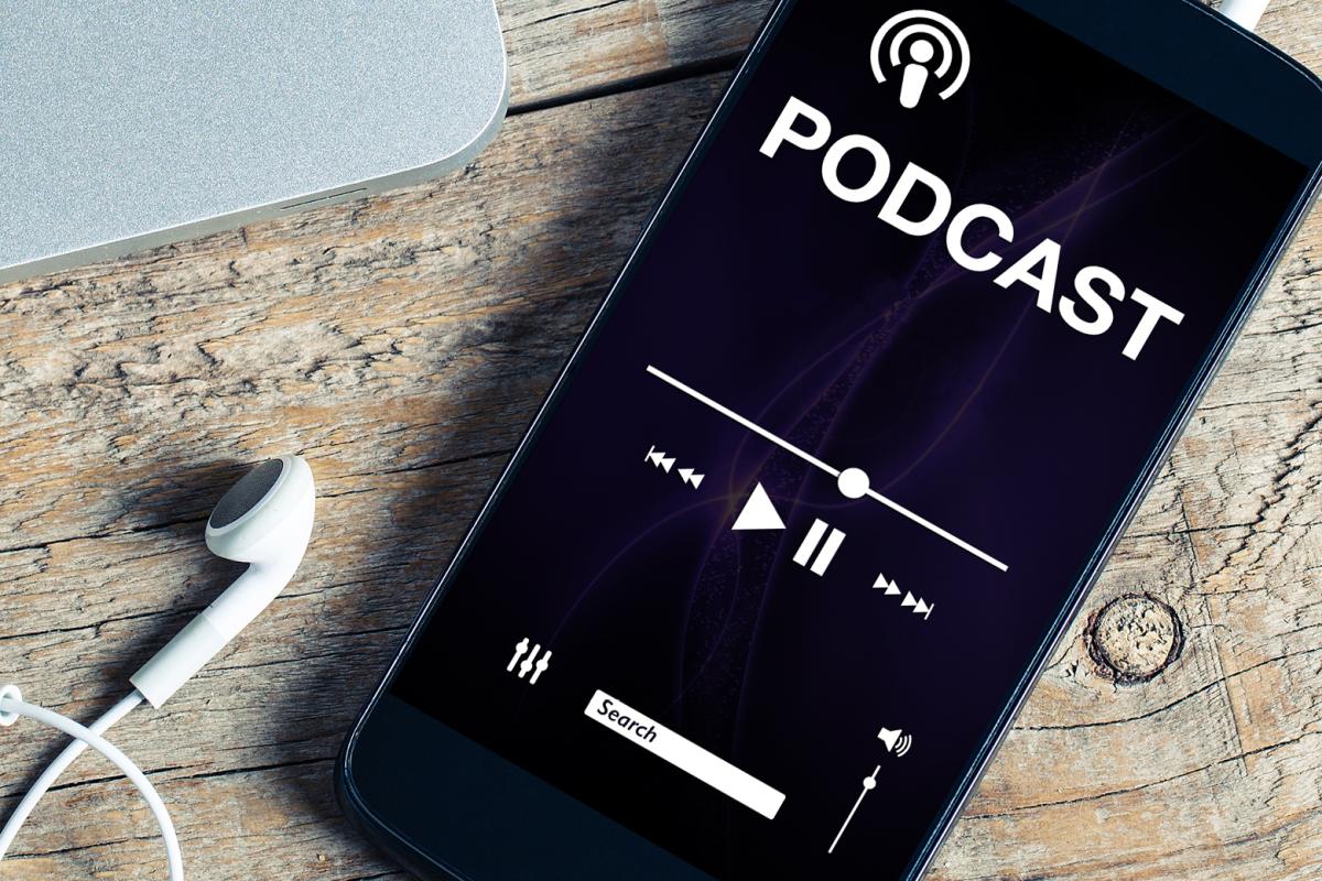Podcast playing on a smartphone