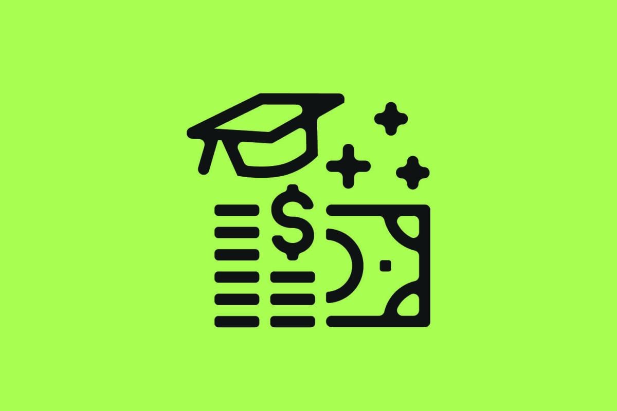 Illustration of money and graduation cap