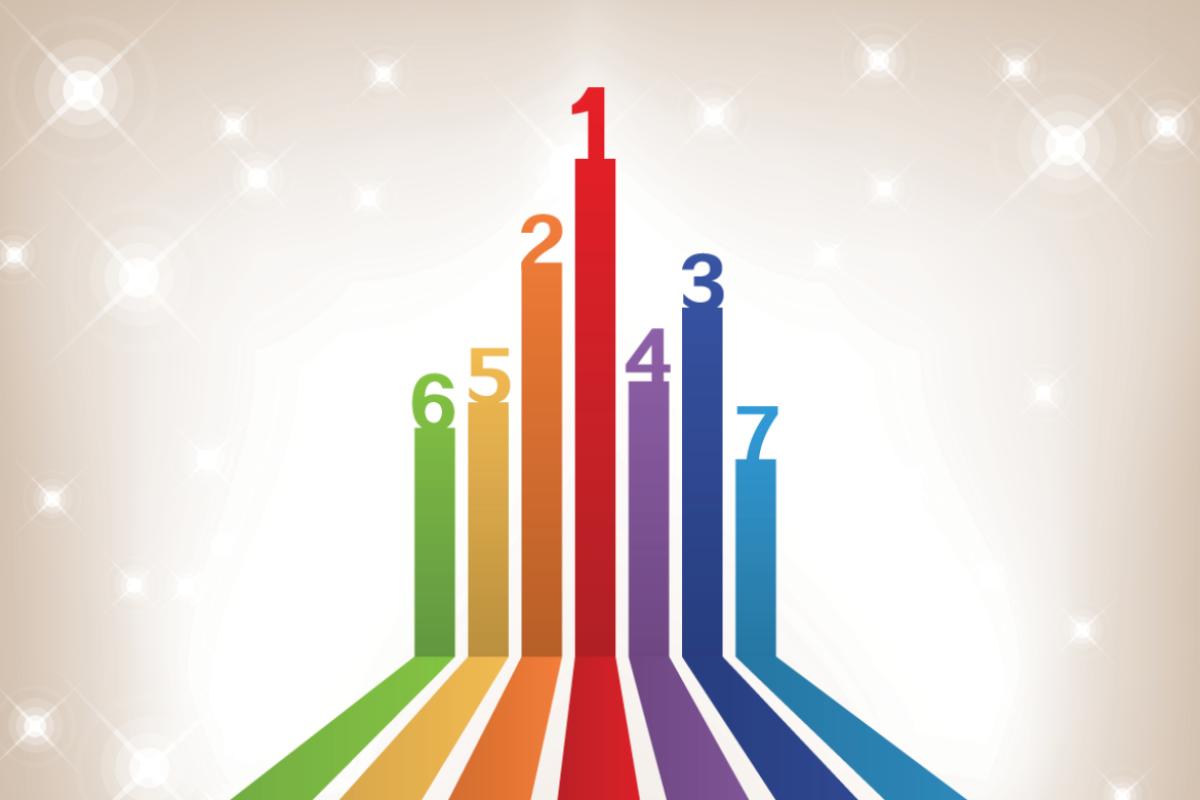 Multi-colored rising arrows