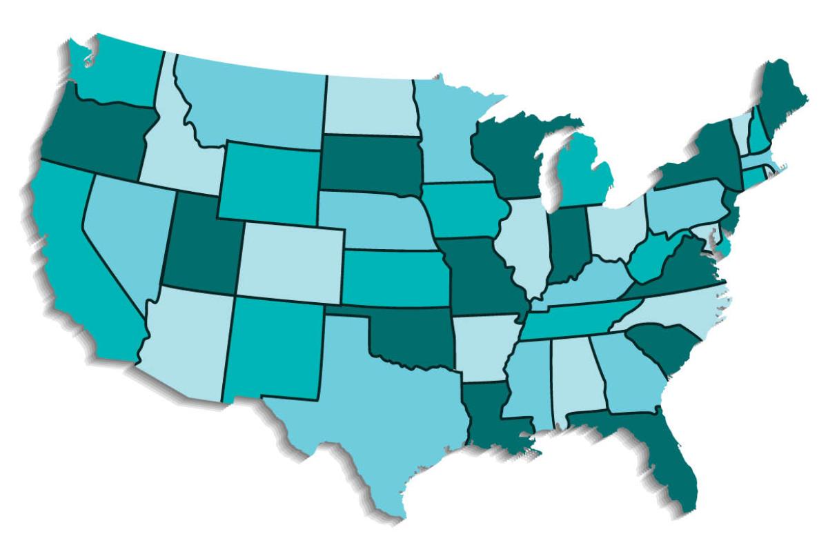 Map of the 48 U.S. states