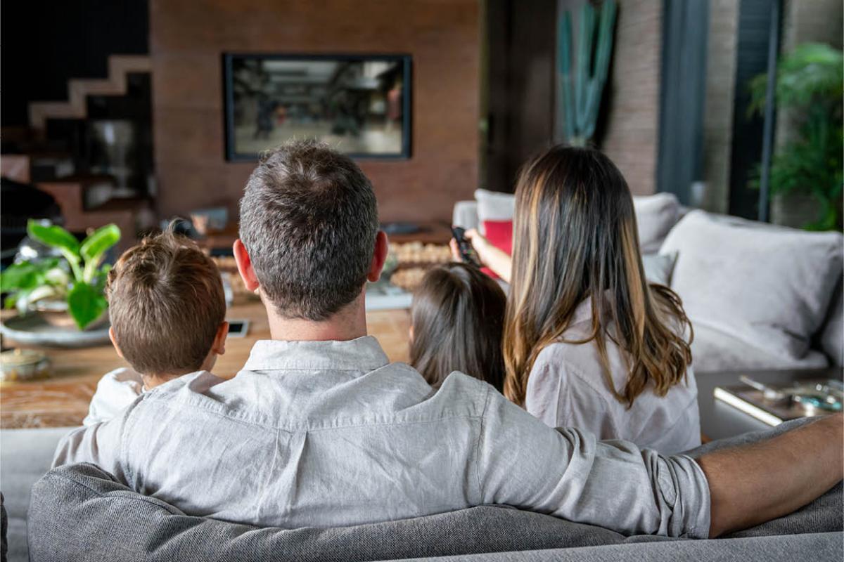 Family watching television