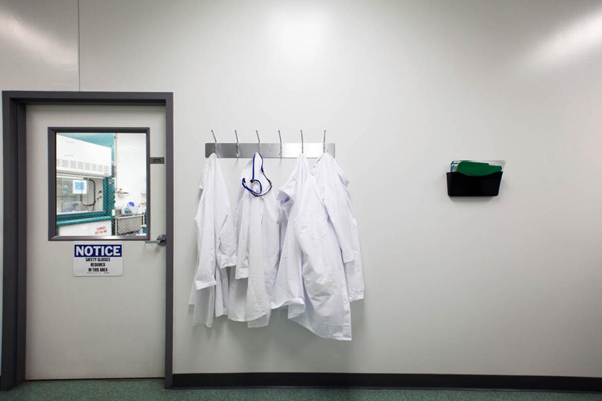 Hanging lab coats