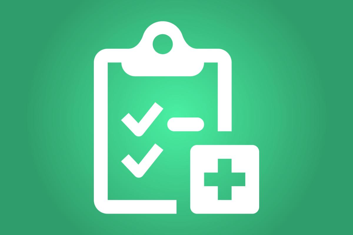 Checklist with a medical cross symbol