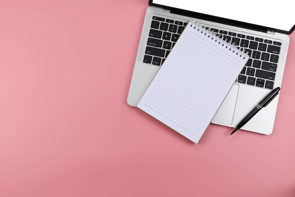 Empty notepad on a laptop