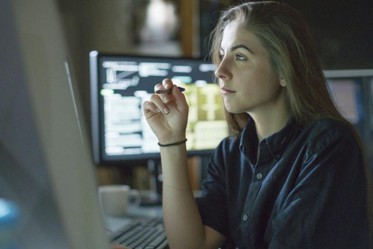 Woman in front of computer