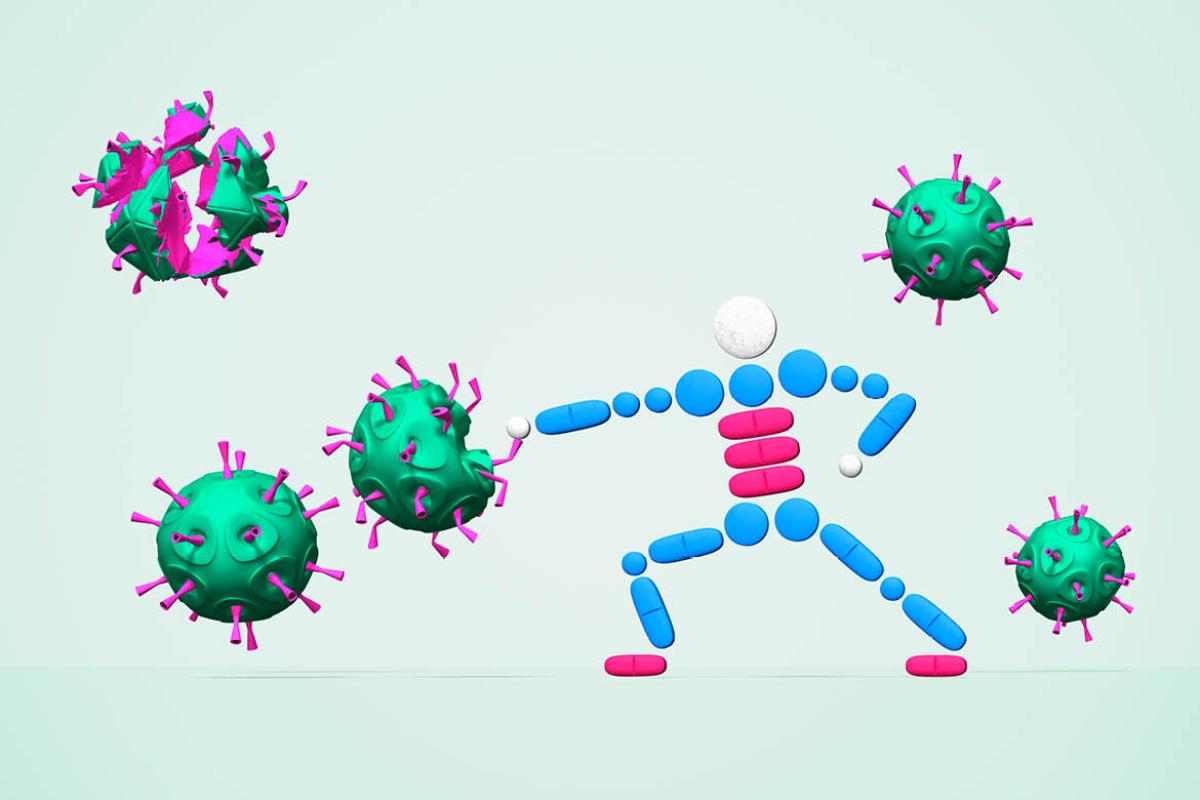 Graphic of a figure and viruses