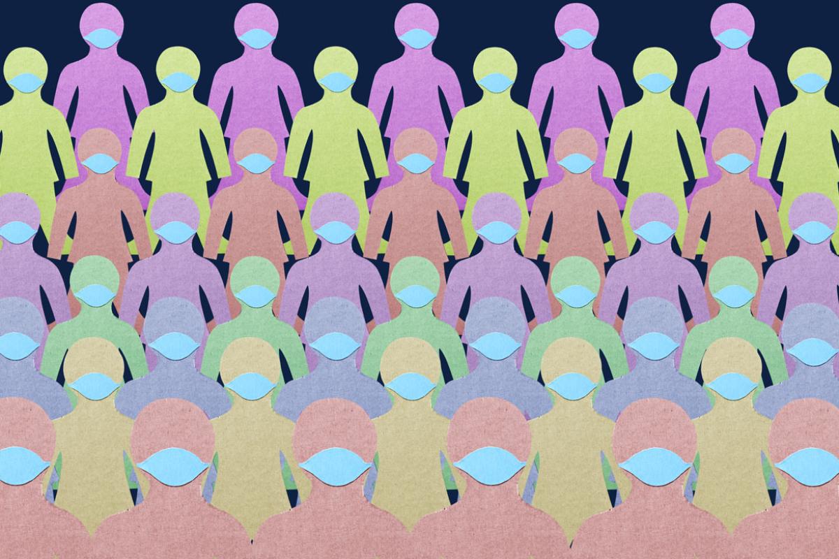 Graphic of figures in face masks