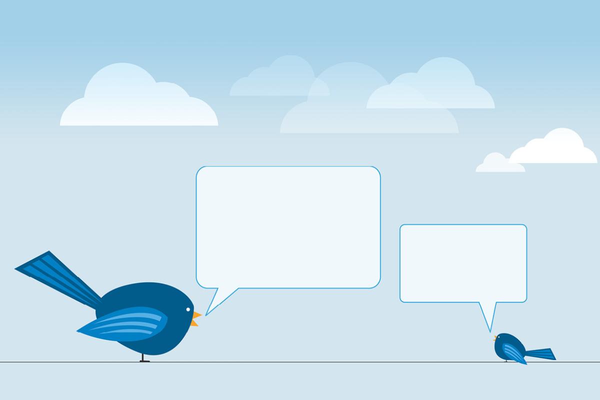 Illustration of two birds with empty message chats