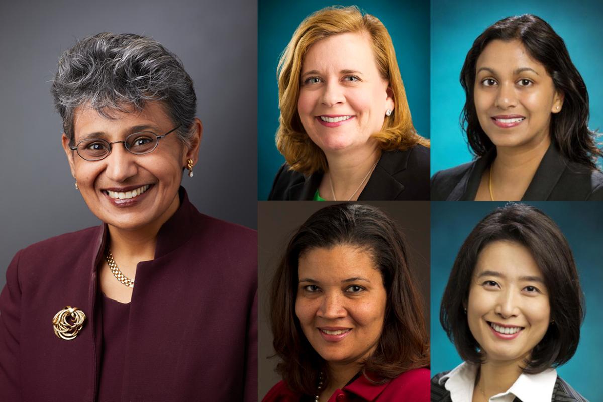 Collage of five honorees for women in medicine event