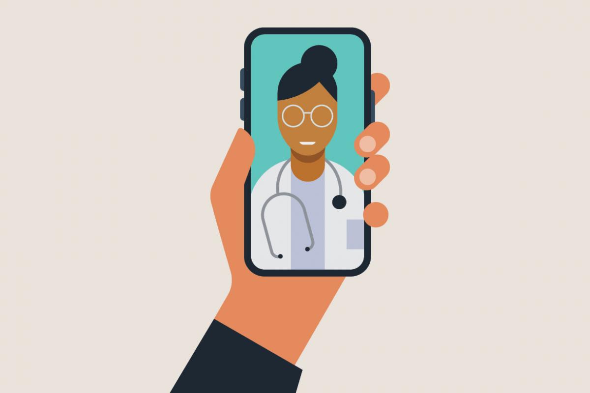 Illustration of video chat with physician