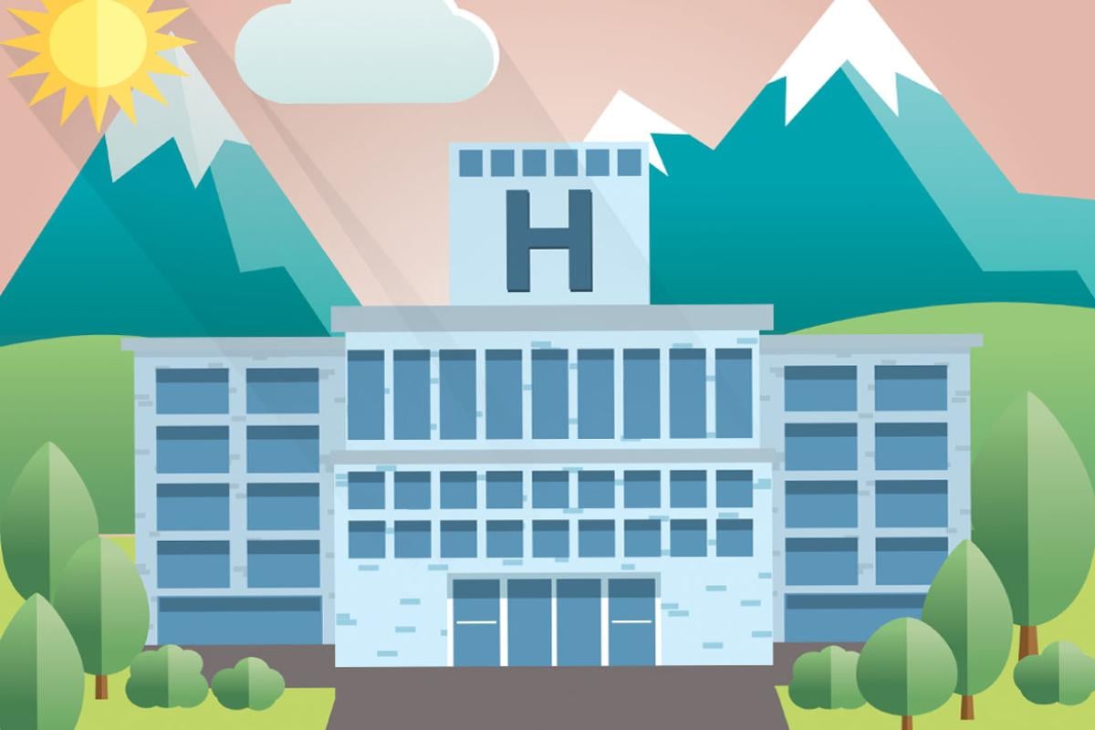 Flat design of a hospital