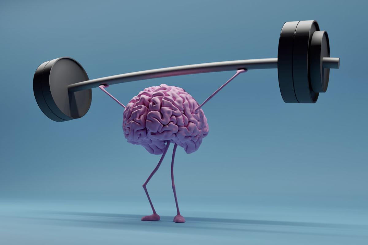 Brain holding a barbell