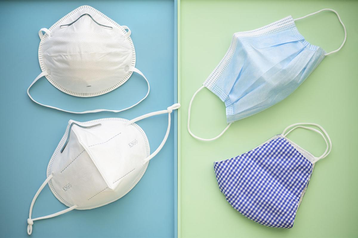 Four different face masks