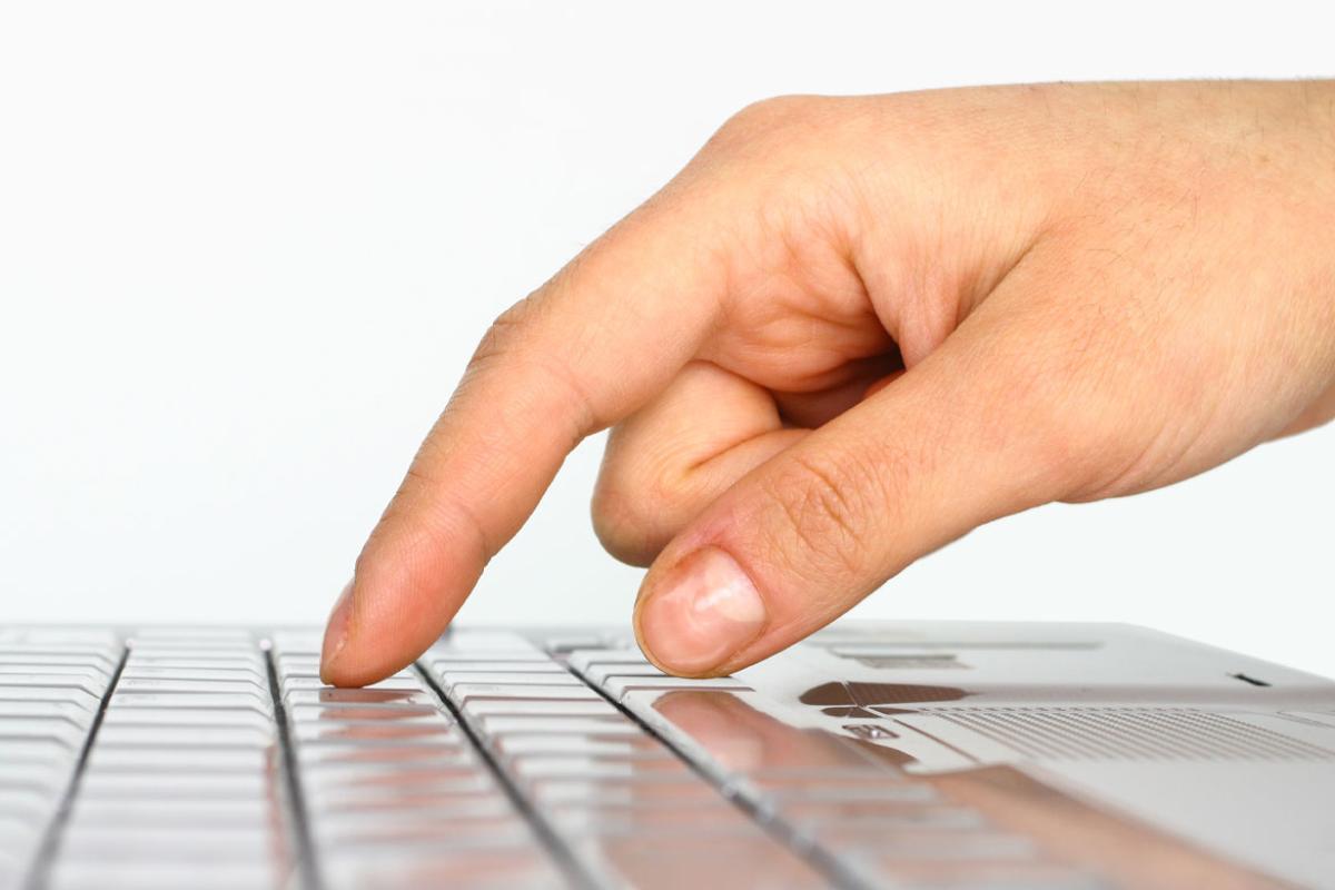 Finger on a keyboard