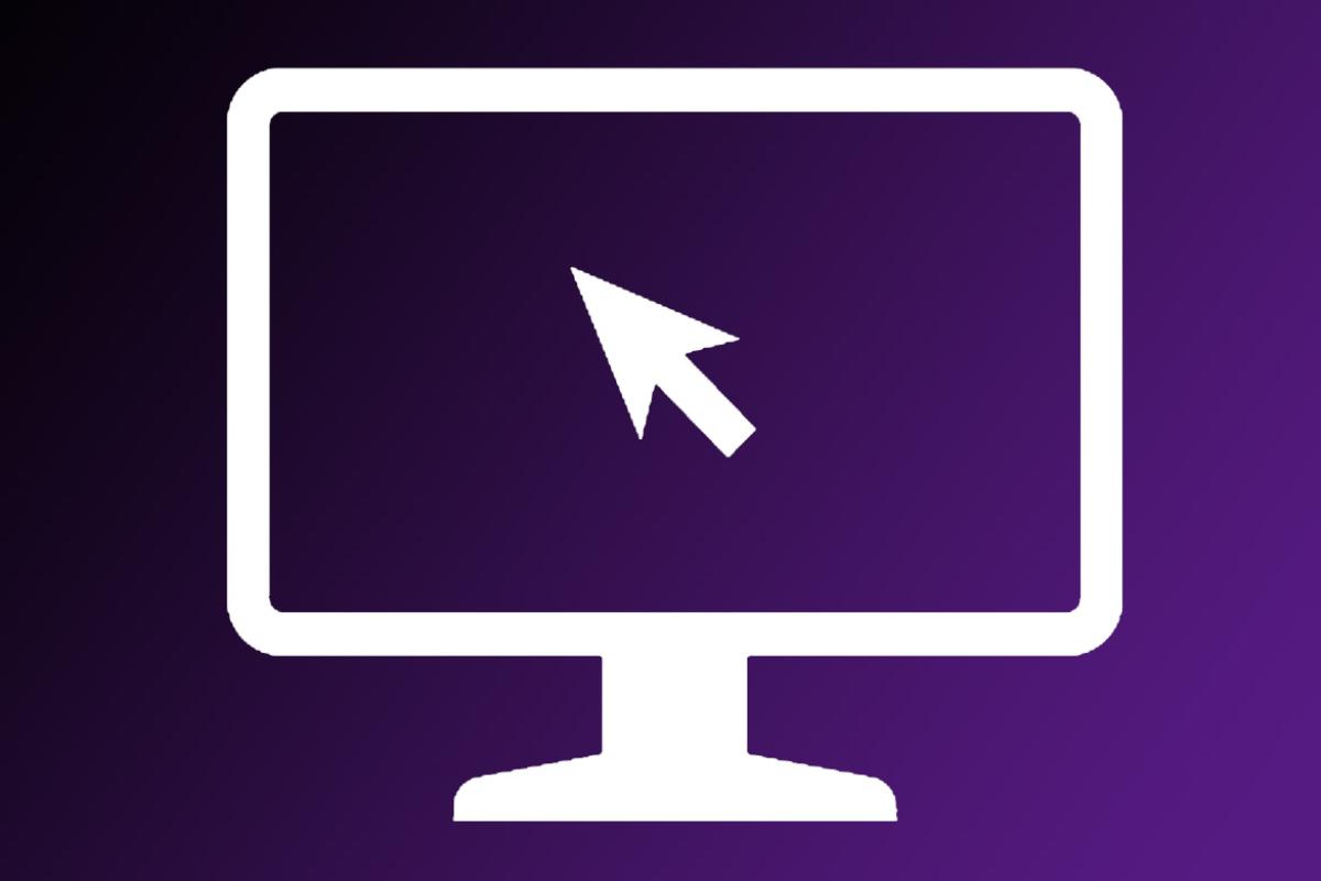 Illustration of desktop monitor screen with an arrow pointing to the top left side
