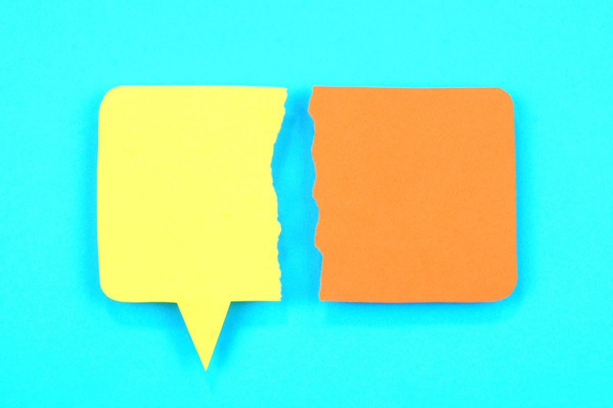 Graphic of two speech bubbles or speech balloons