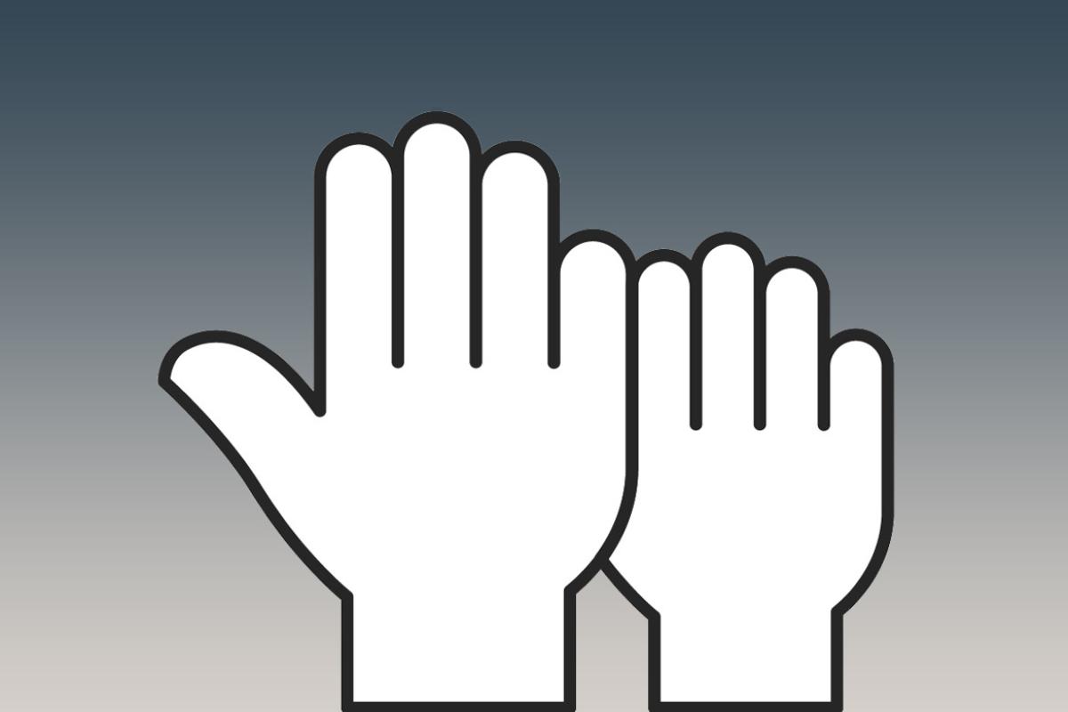 Graphic illustration of two raised hands