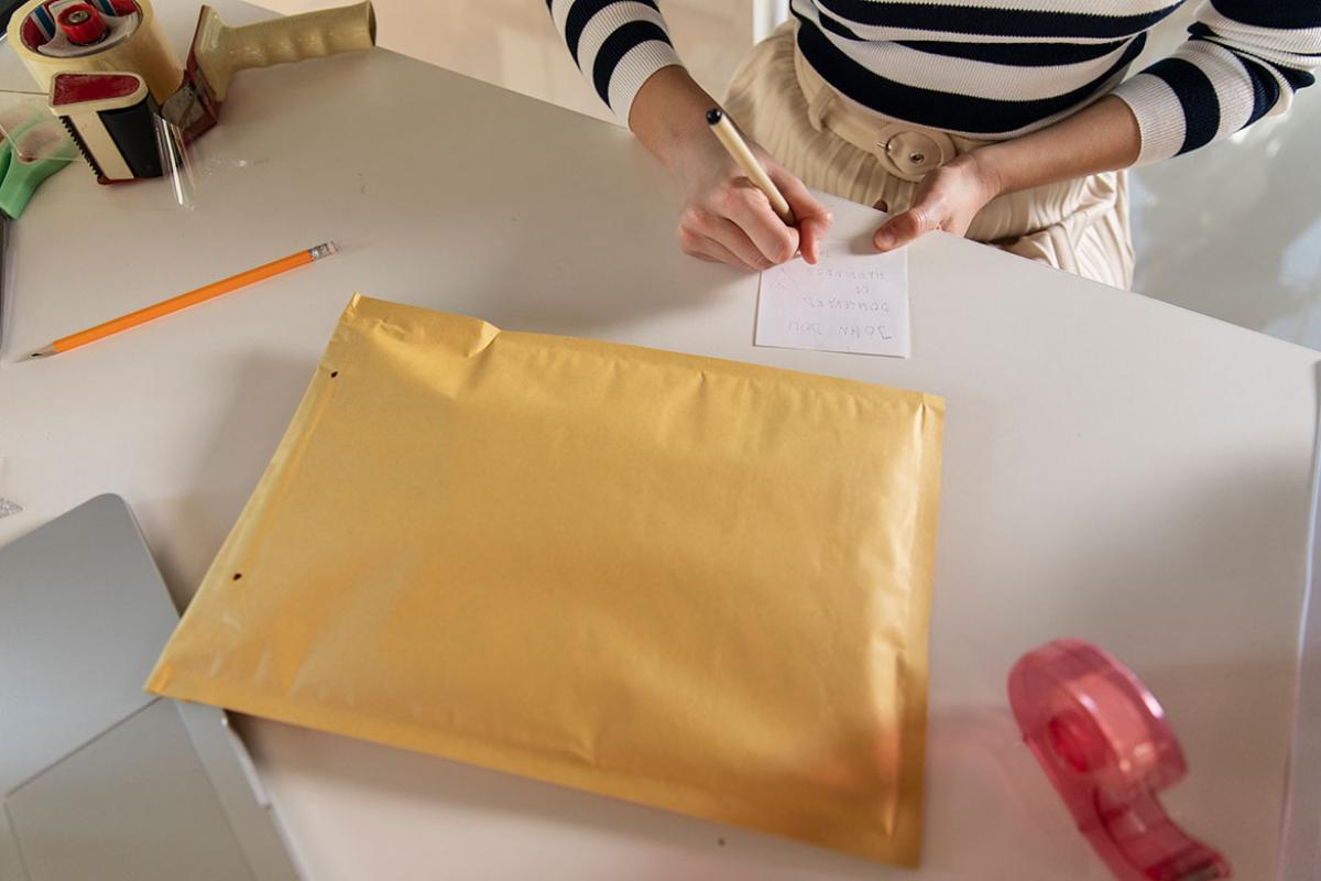 Person mailing a package