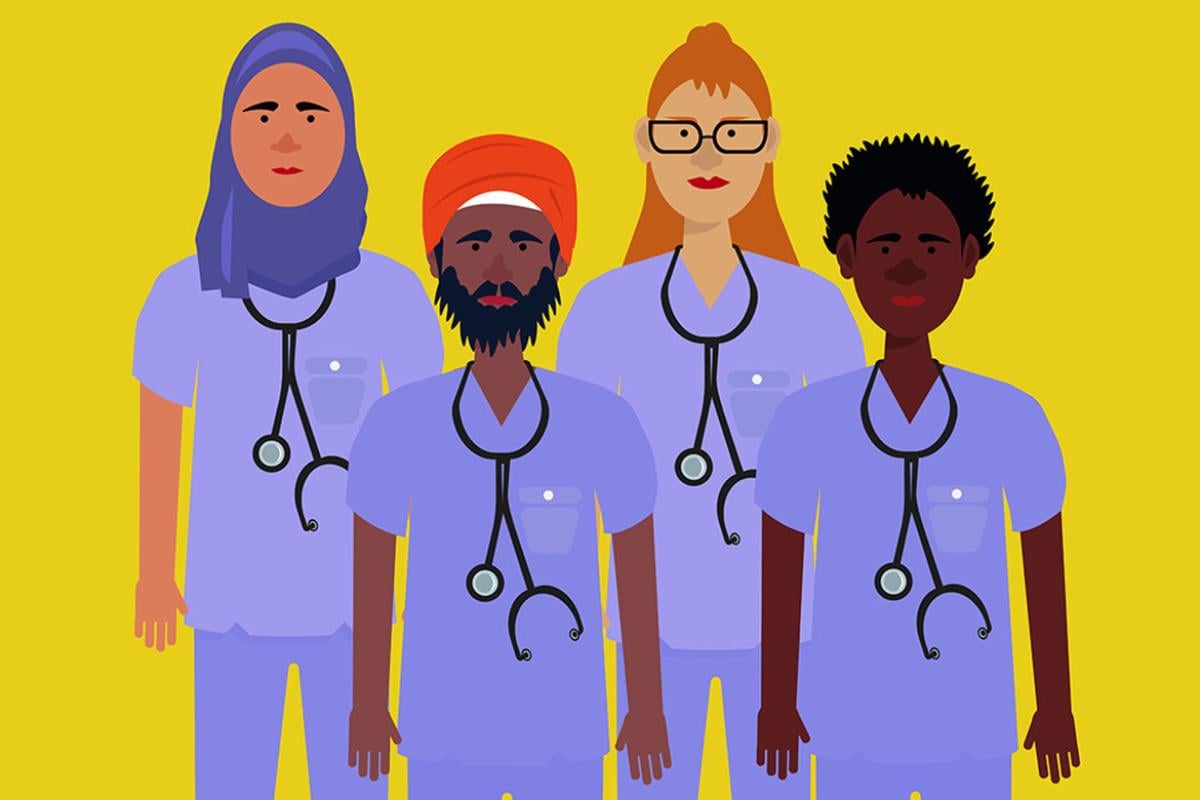 Illustration of a diverse group of physicians
