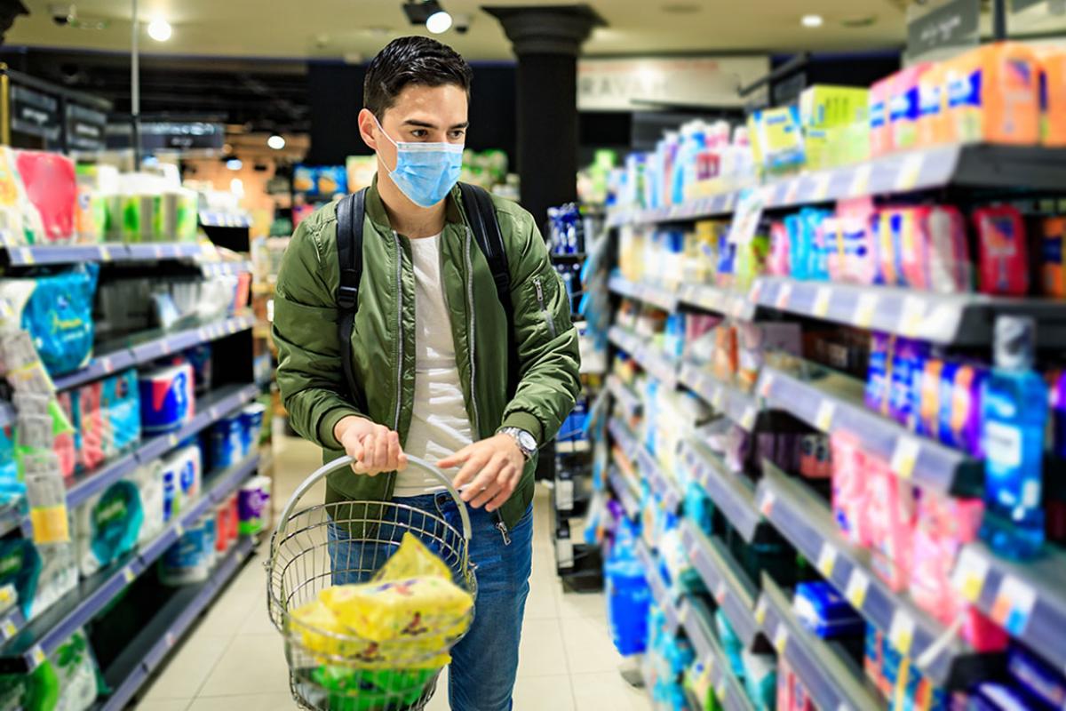 Person in grocery aisle