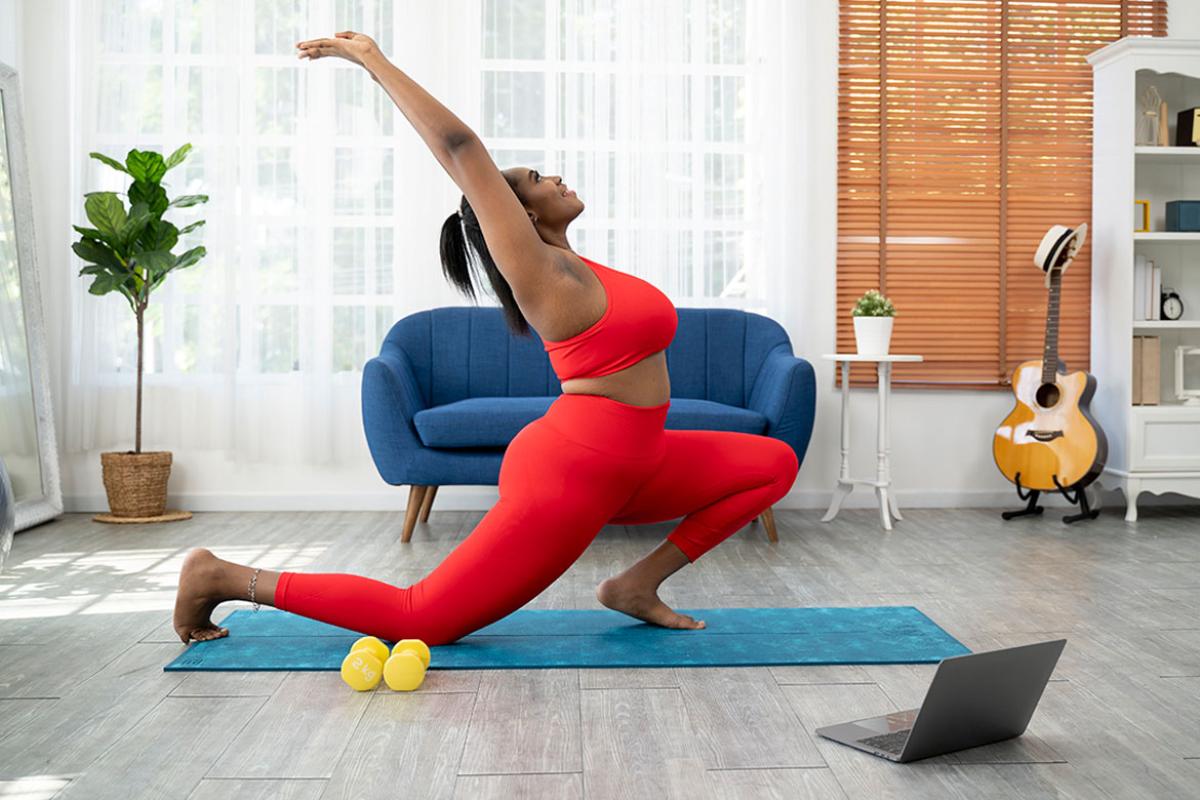Person working out in living room