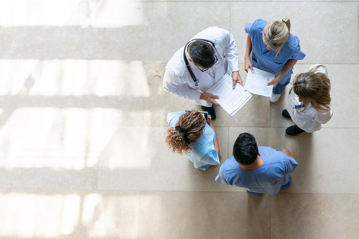 Overhead shot of a group of health care workers