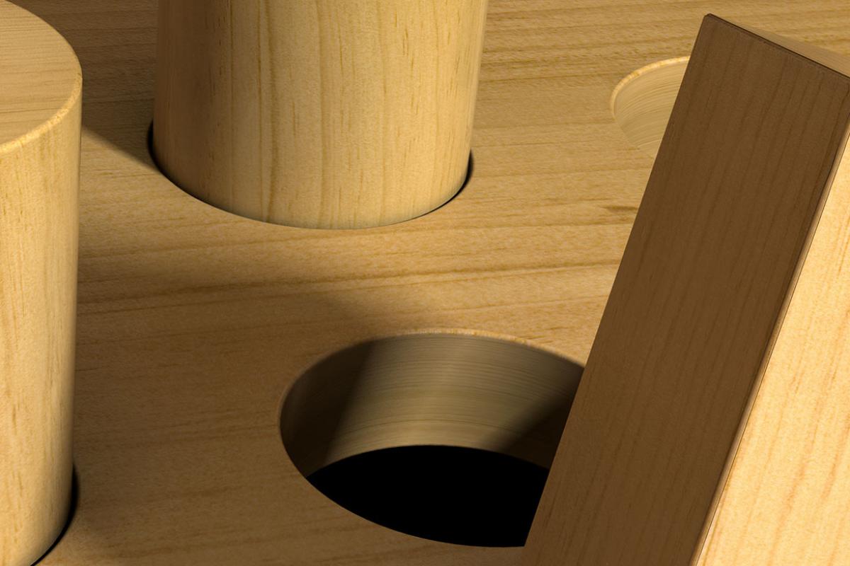 A square peg forced into a round hole. 