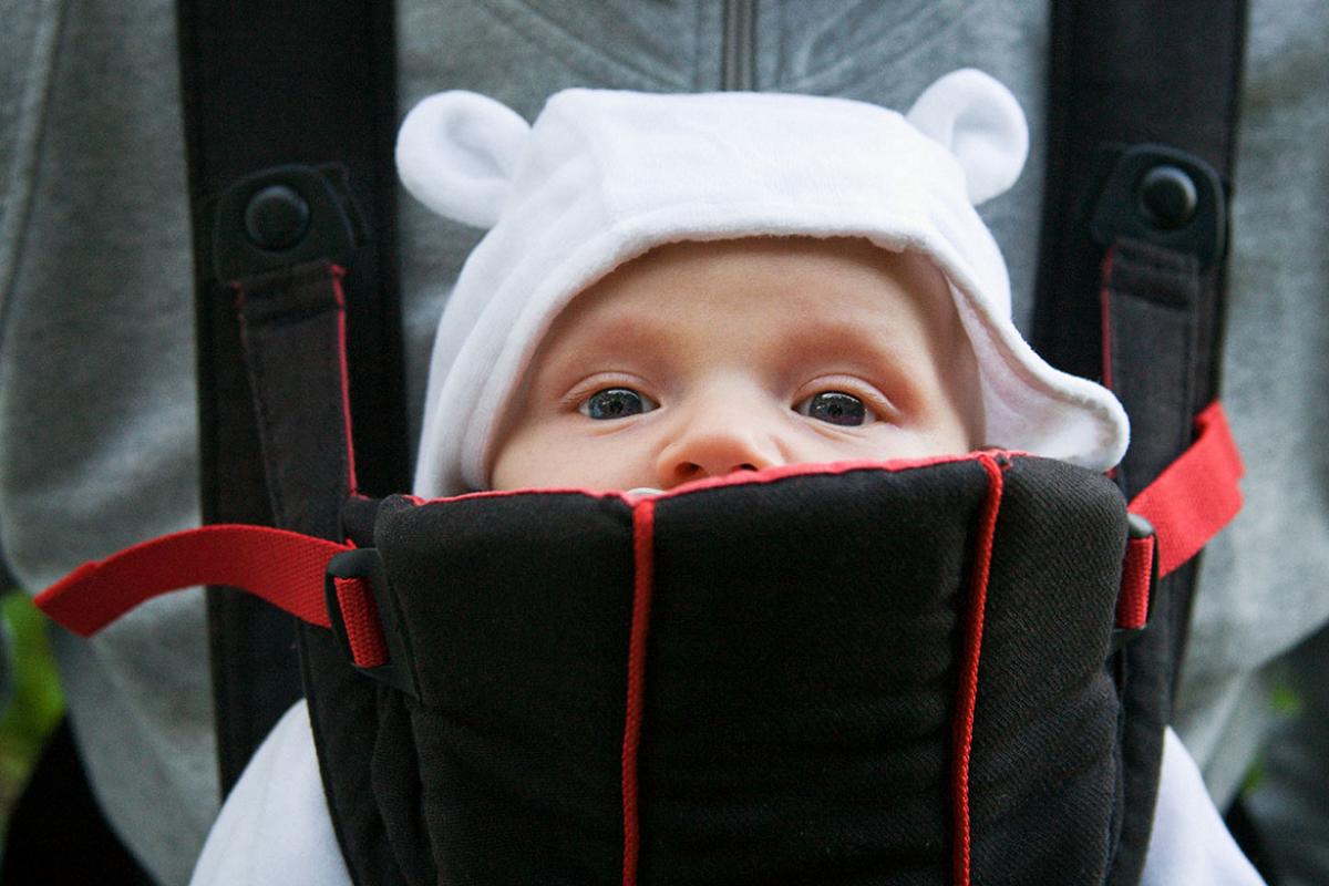 Infant in a baby carrier