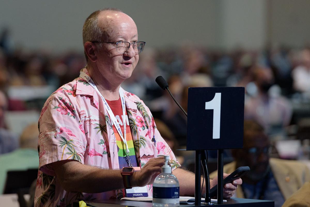 Delegate speaking at the 2022 Interim Meeting