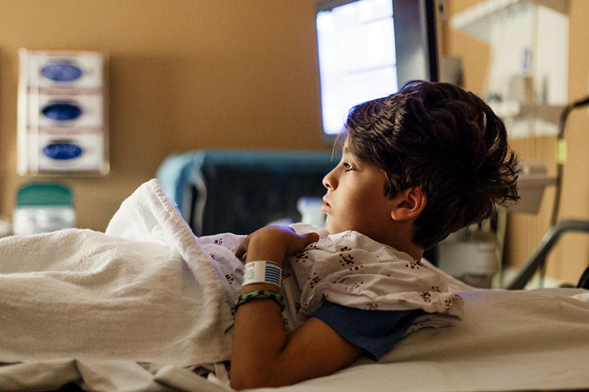 Child in a hospital bed