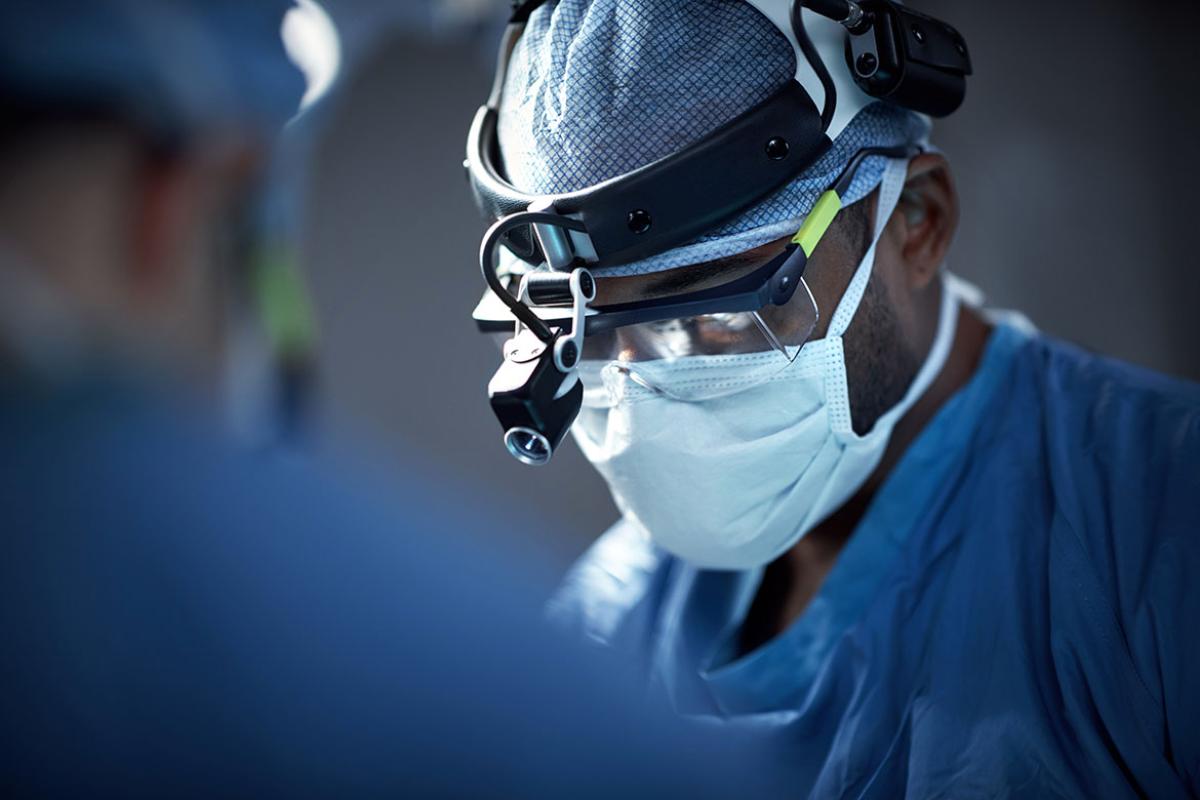 Health care worker in an operating room