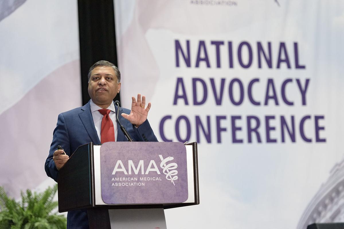 Rahul Gupta, MD, speaking at the 2023 National Advocacy Conference