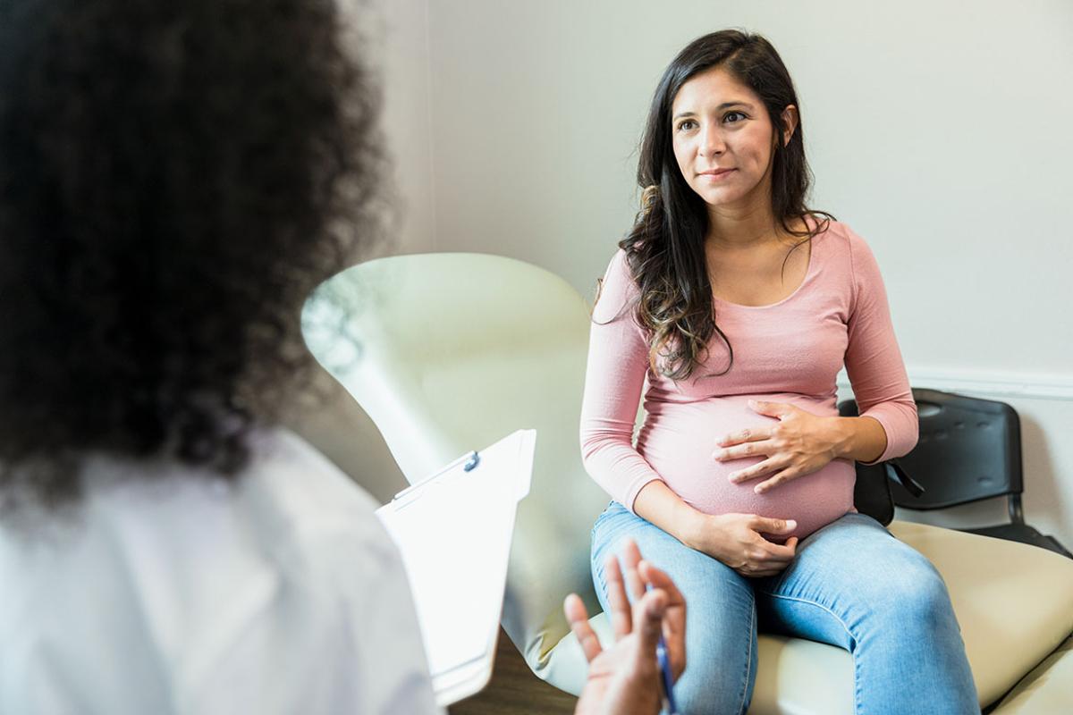 Pregnant patient in a doctor's office
