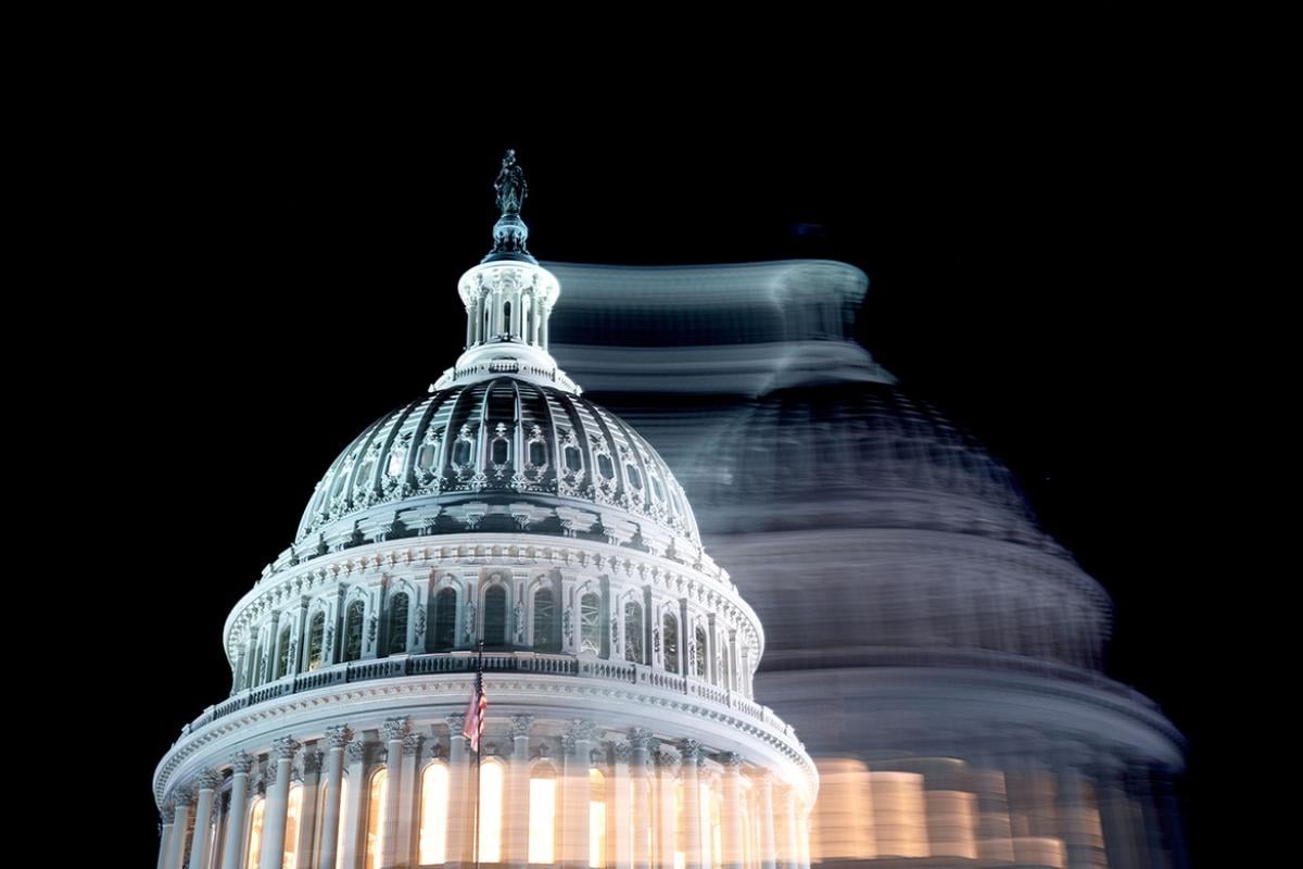 U.S. Capitol at night illuminated
