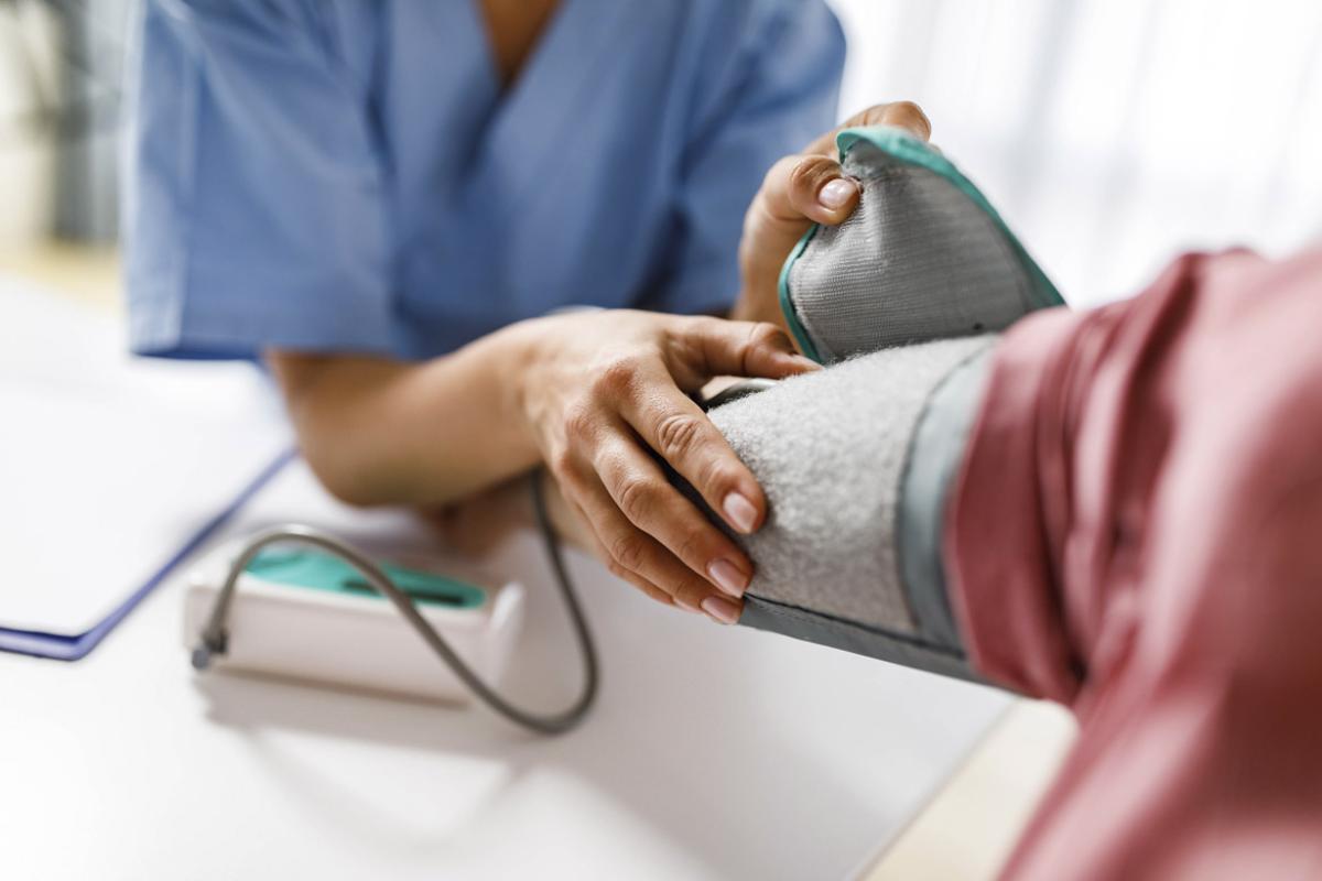 Measuring blood pressure at doctor's office