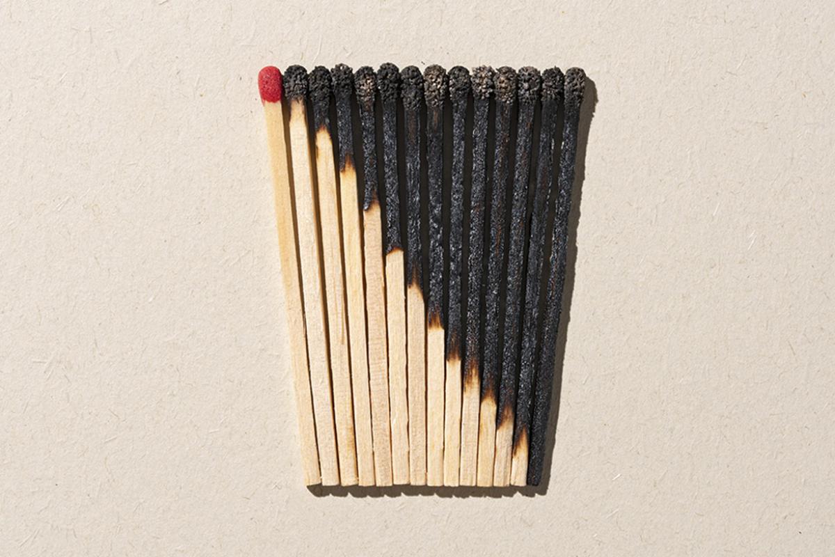 Row of exhausted matches