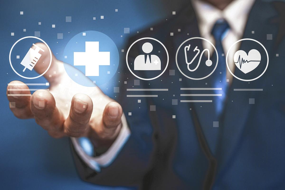 Open palm and health care icons