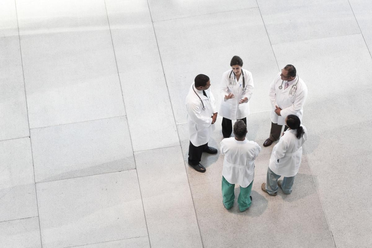 Overhead shot of group of physicians